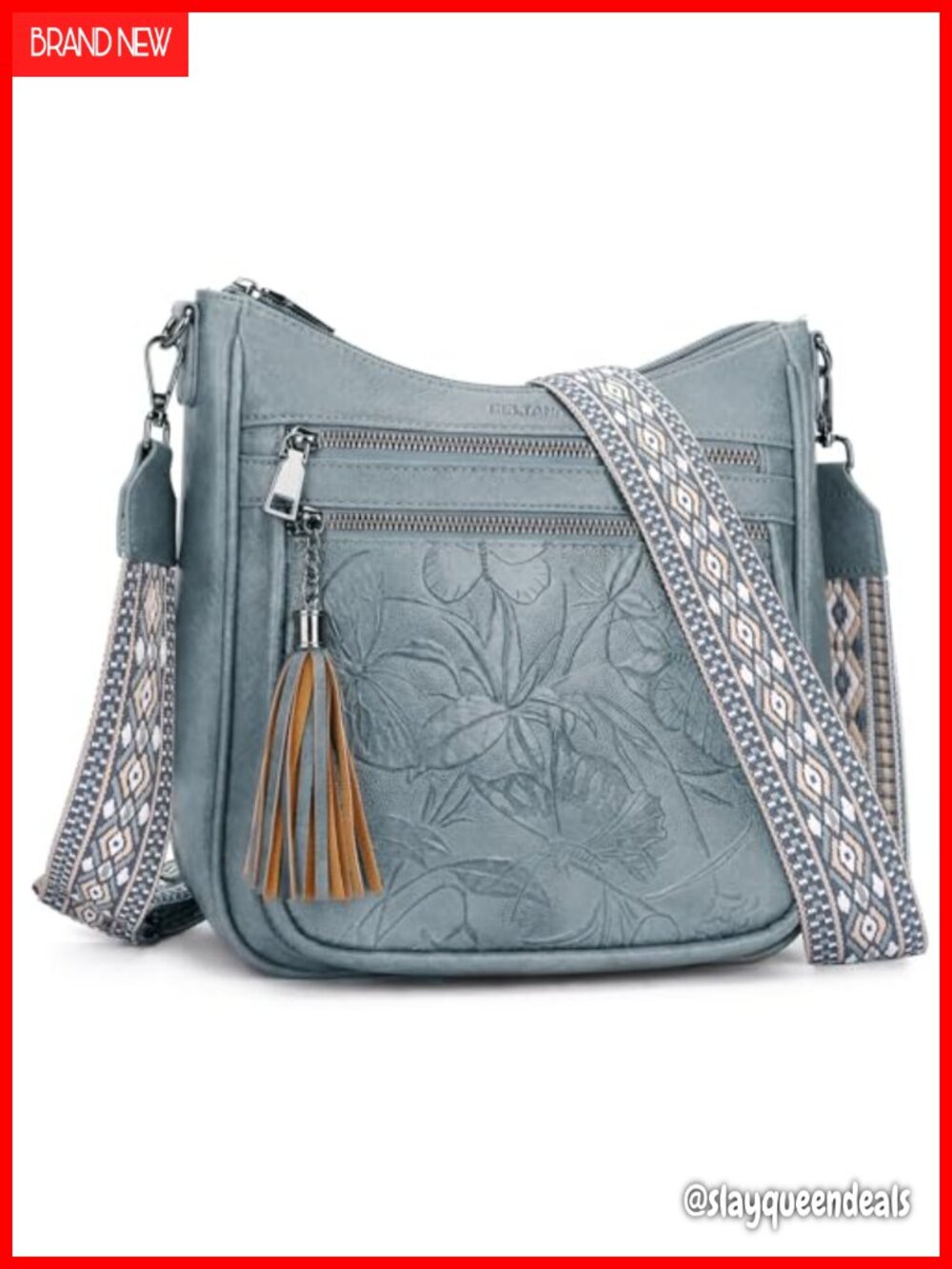 Womens Vegan Leather Crossbody Bag Medium Hobo with Tassel